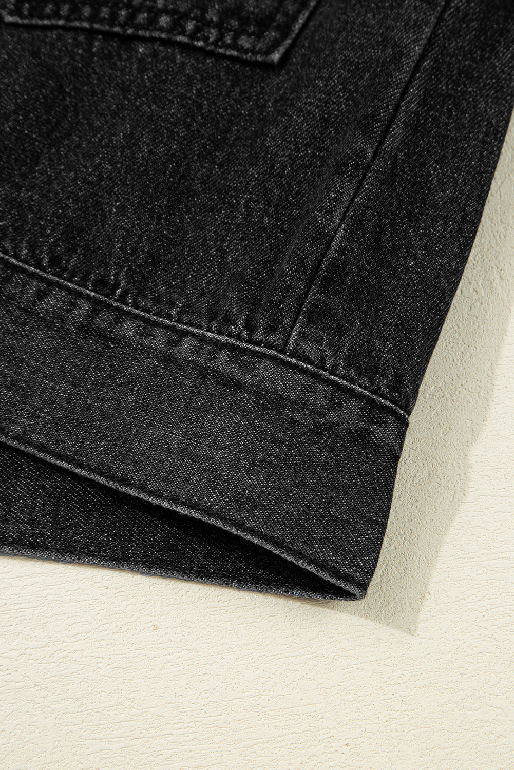 Black Big Chest Pocket Drop Shoulder Hooded Denim Jacket eAura