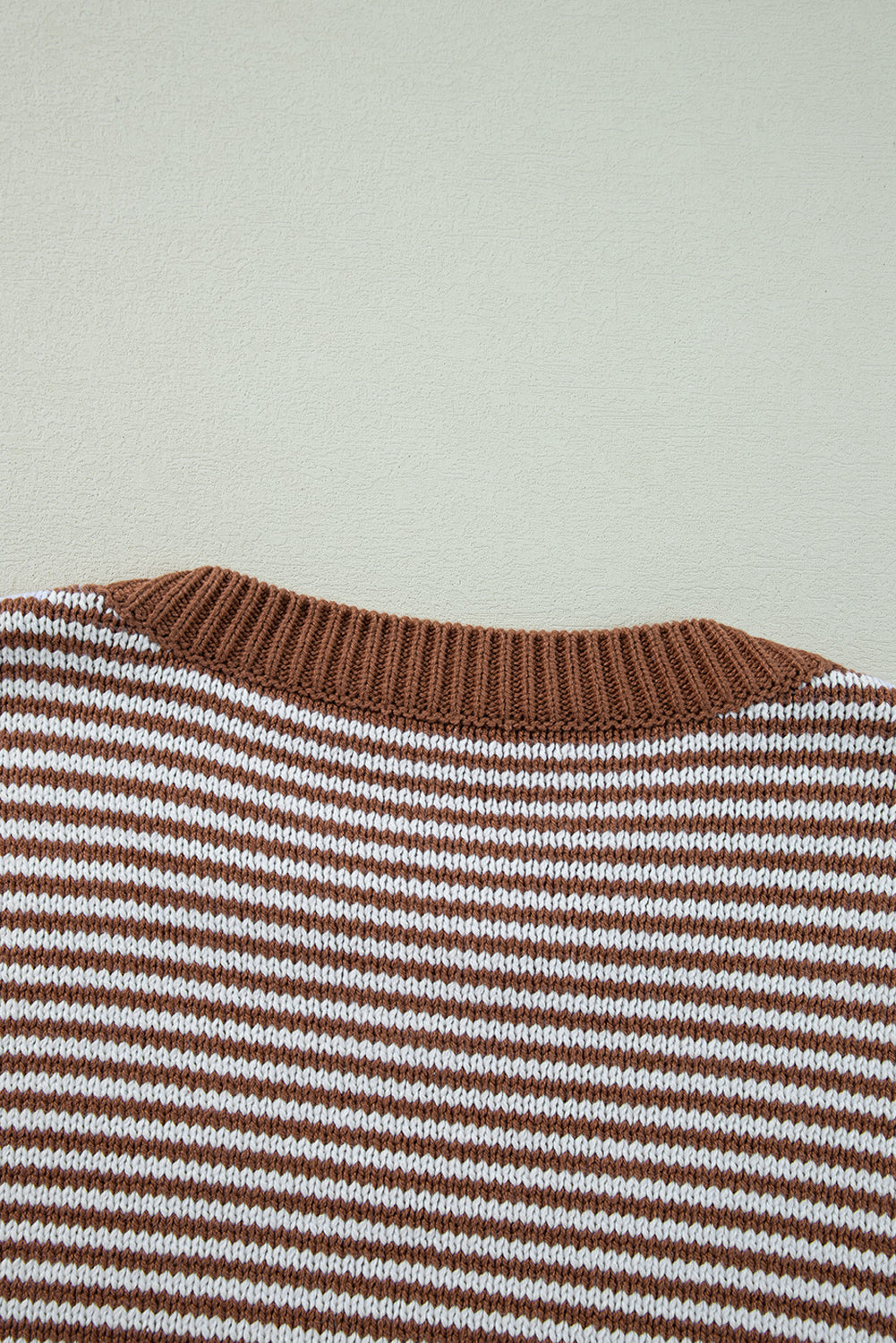 Red Stripe Geometric Textured Drop Shoulder Sweater eAura