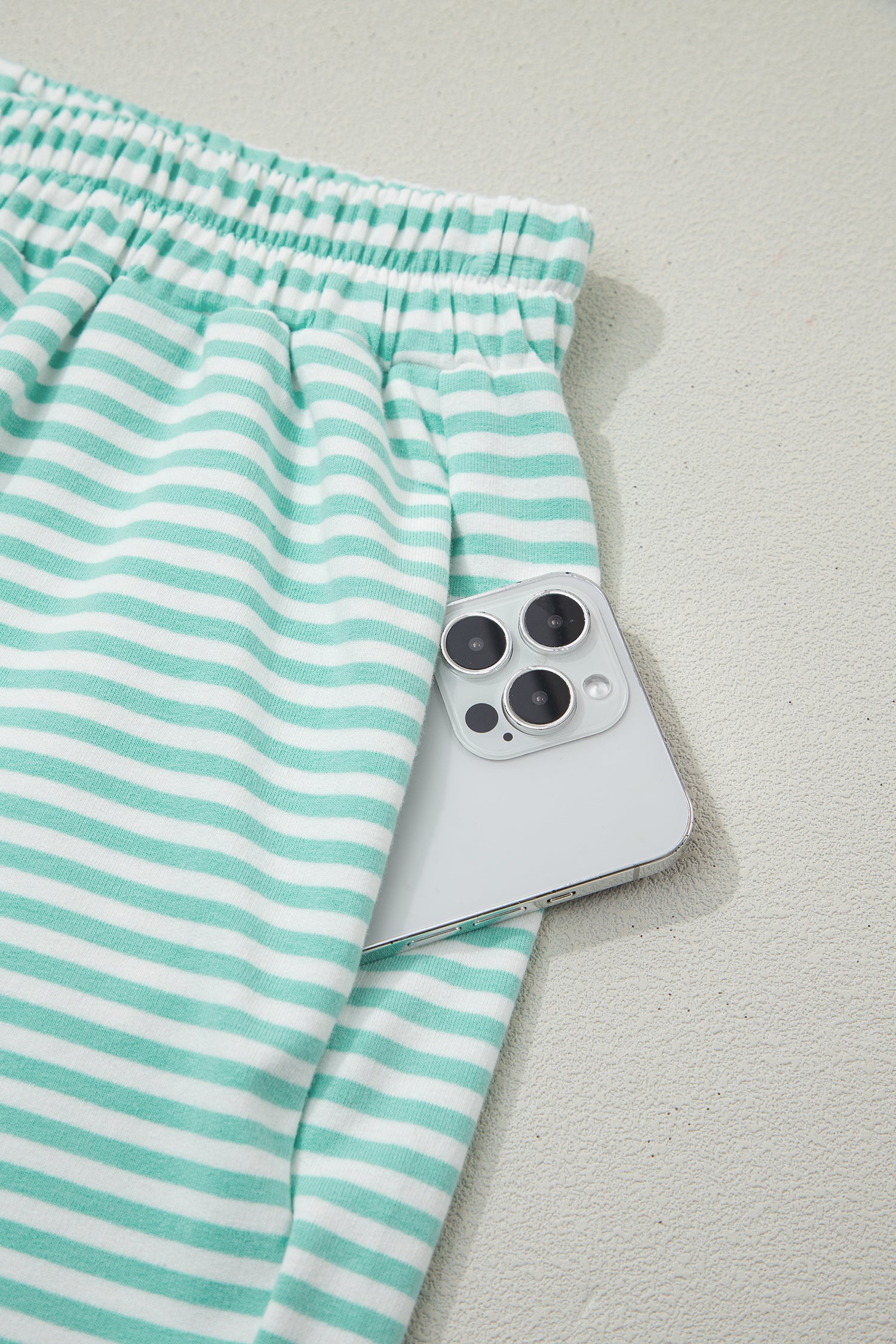 Stripe Oversize Mock Neck Sweatshirt and Shorts Set