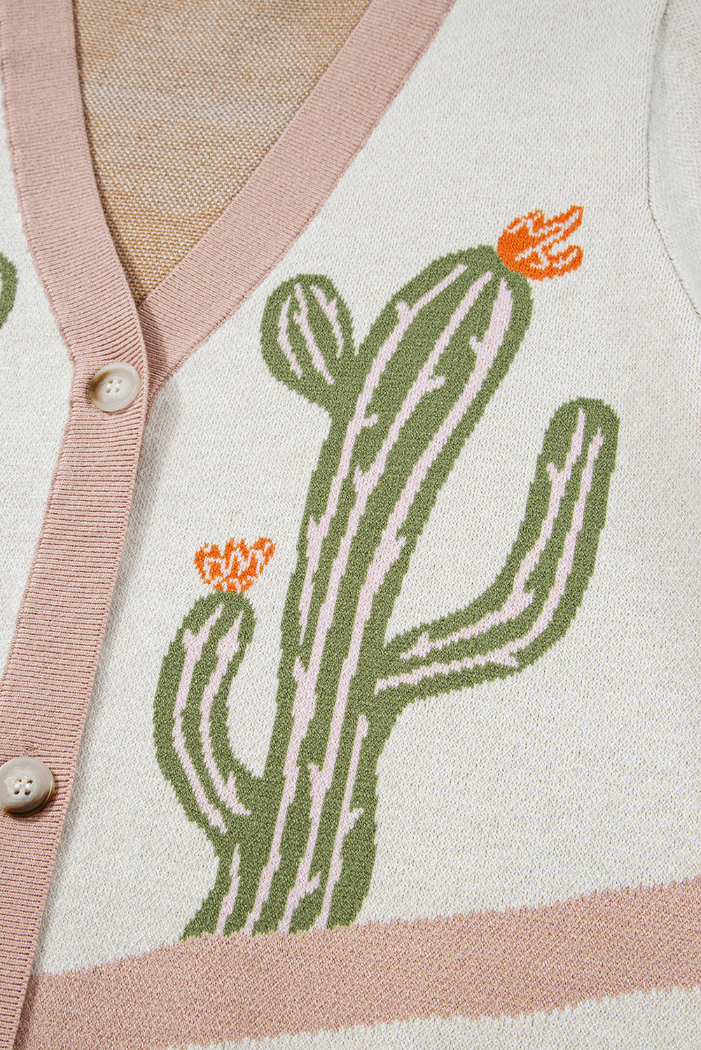 Desert Cactus Buttoned Front Knit Cardigan Dear-Lover Dropshipping