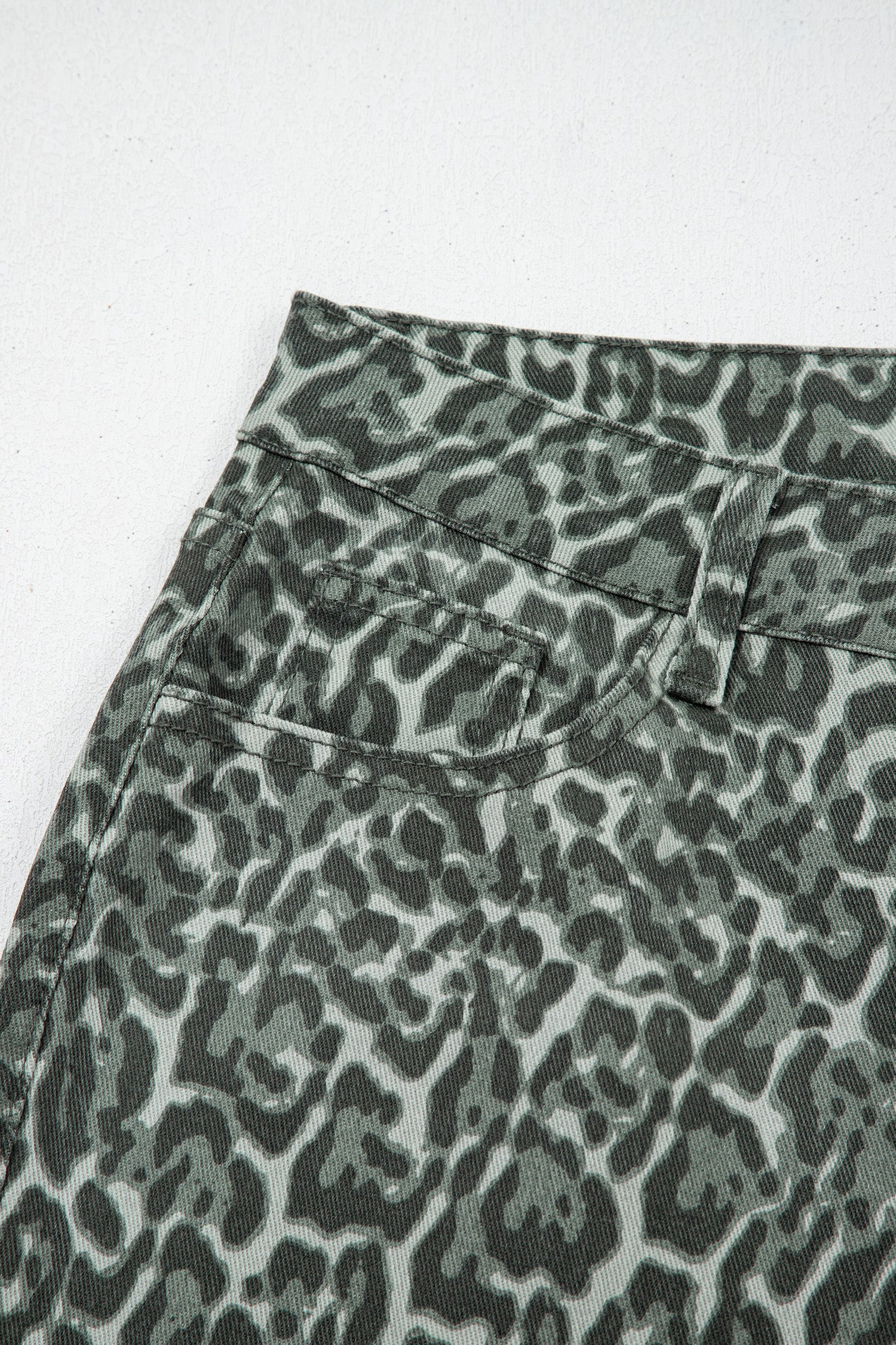 Leopard Frayed Edge Wide Leg High Waist Jeans