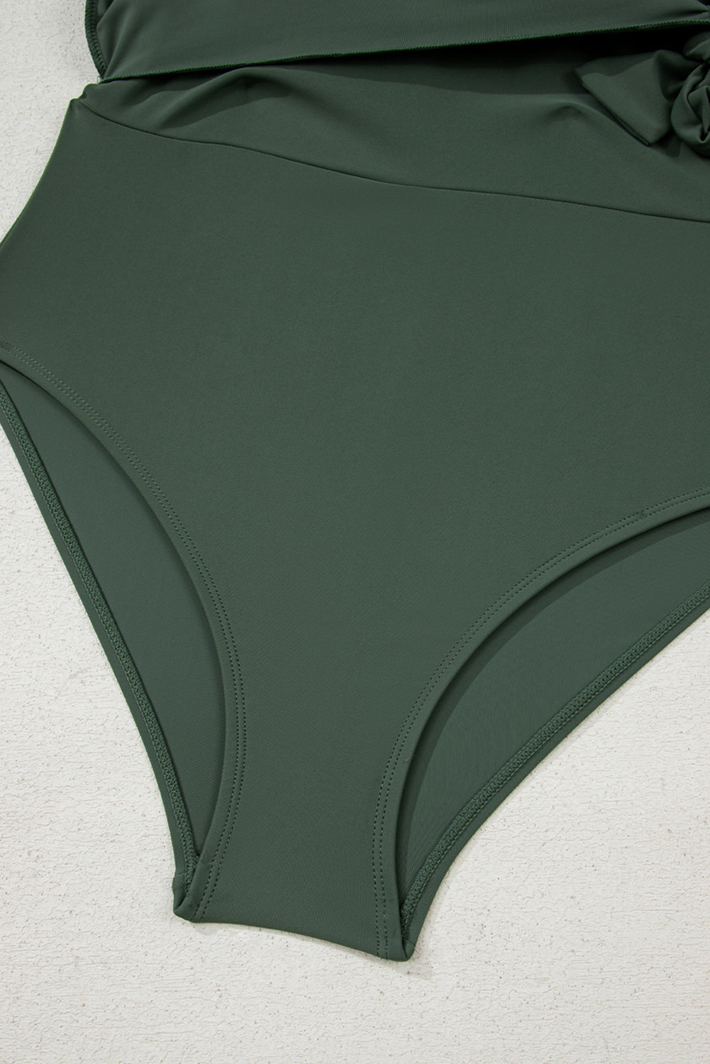 Mist Green Side Tied Waist Square Neck Adjustable Straps A-line One Piece Swim Dress eAura