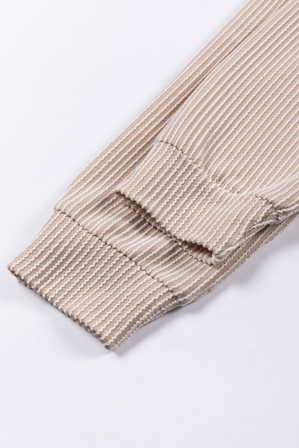 Khaki Colour Block Long Sleeve Ribbed Loose Top eAura