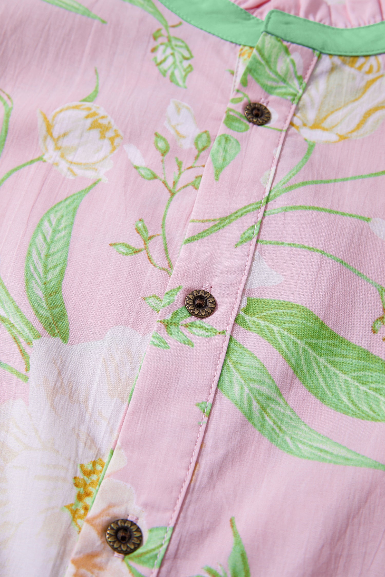 Floral Print Short Puff Sleeve High Waist Tiered Maxi Dress – Pink