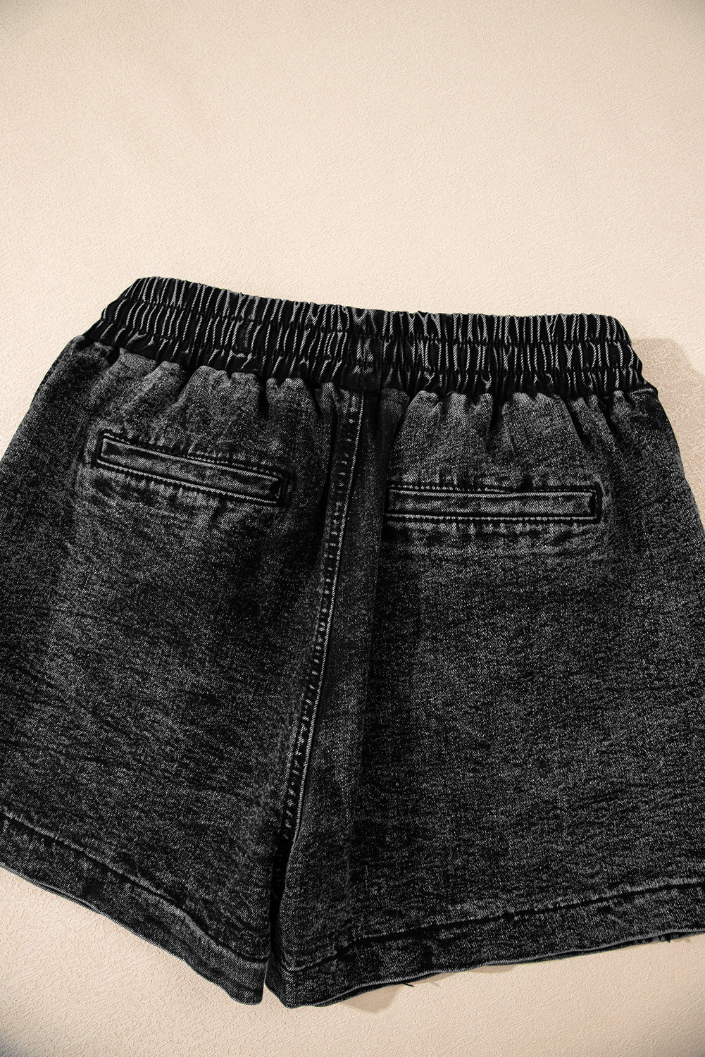 Dusk Blue Drawstring High Waist Pocketed Denim Shorts Skort eAura