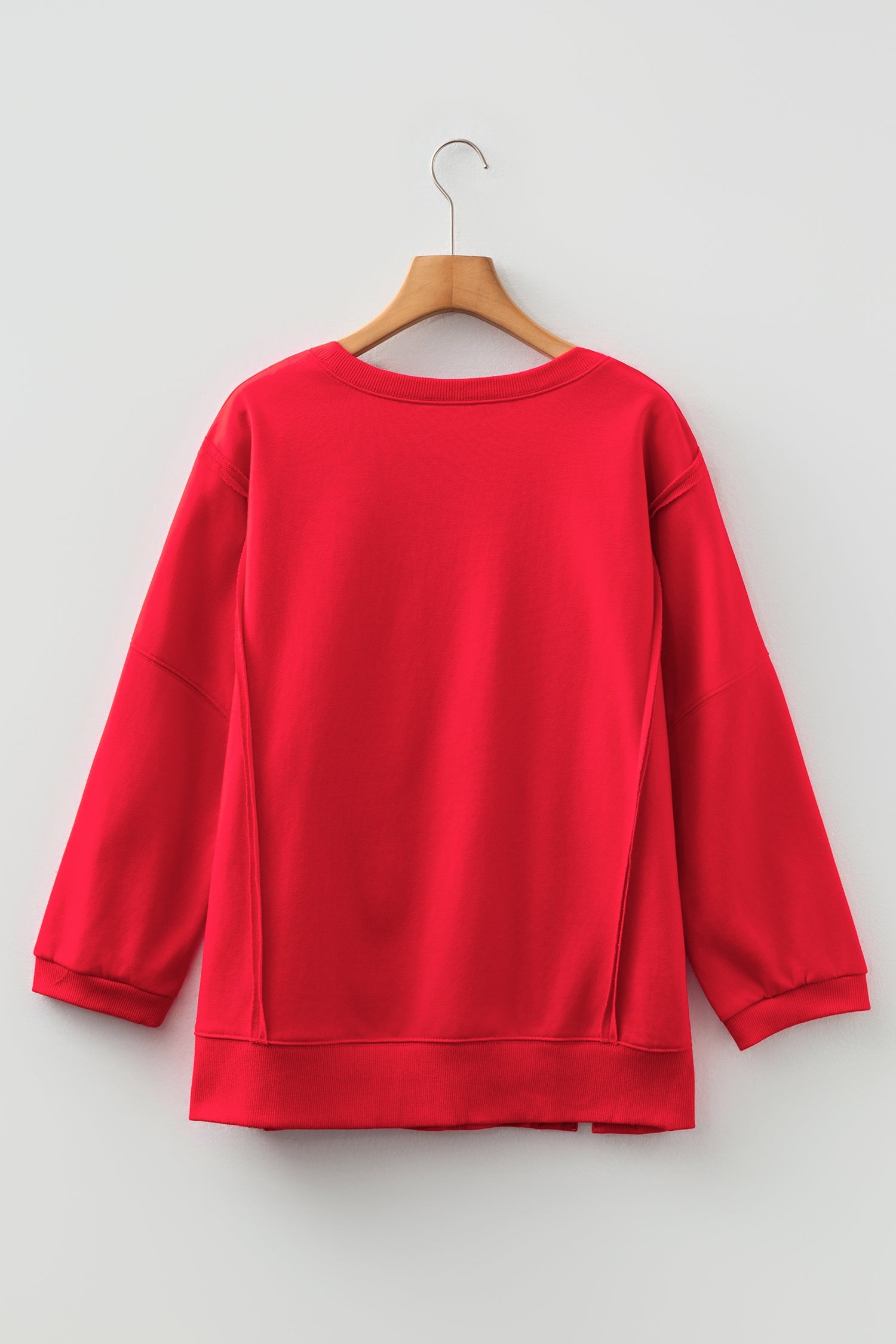 Floral Bow Patched Exposed Seam Oversized Sweatshirt - Tops/Sweatshirts & Hoodies