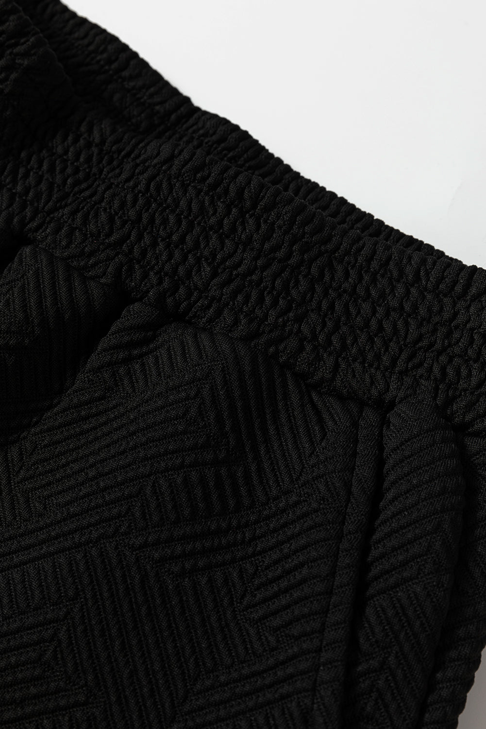 Black Textured Puff Sleeve Top and Trousers Set eAura