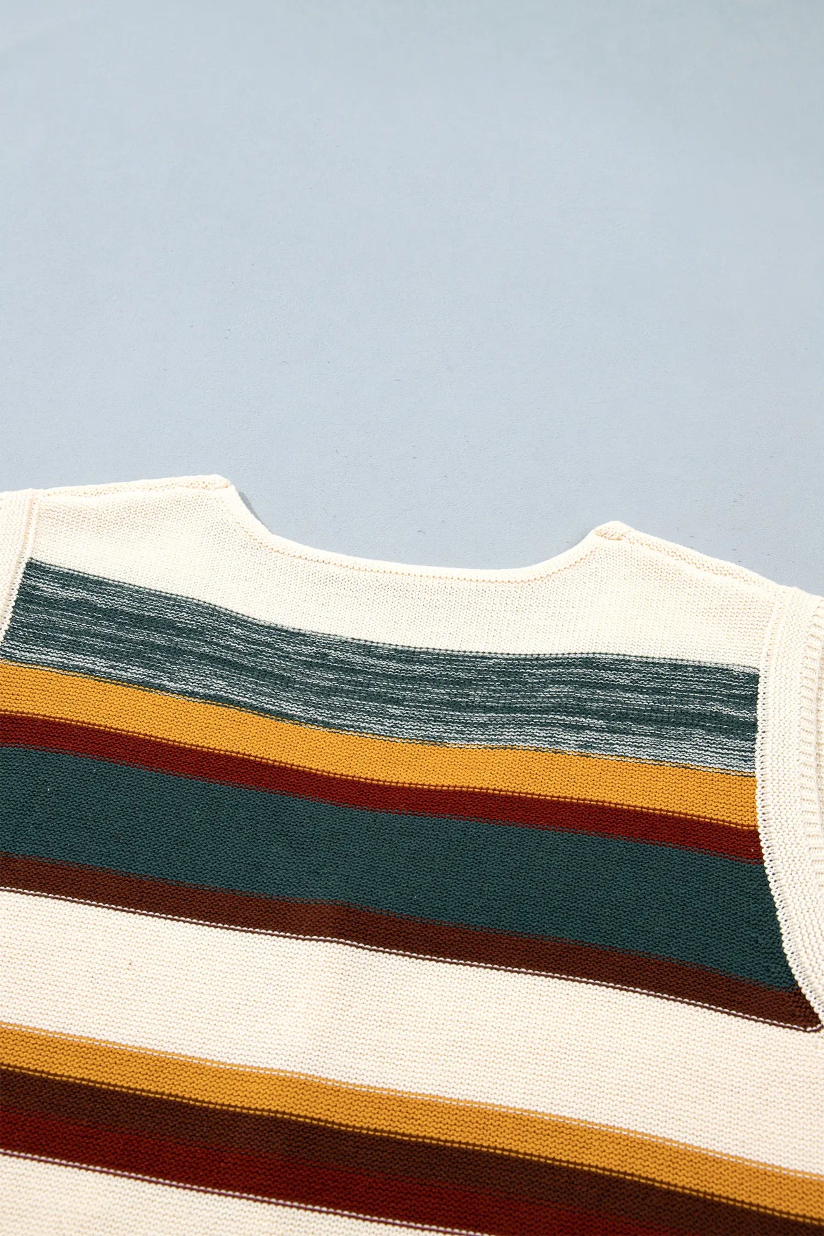Striped Button Front Sleeveless Knit Regular Fit Sweater Vest – Multicolour