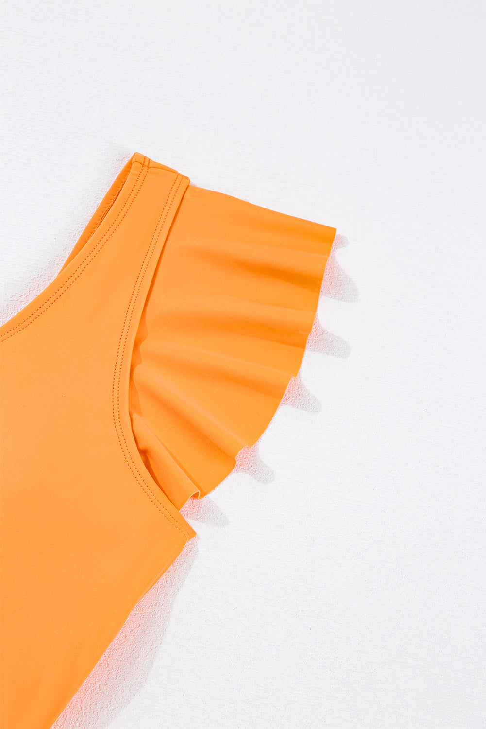 Vitality Orange Colour Block Ruffled Knotted Backless One Piece Swimsuit eAura