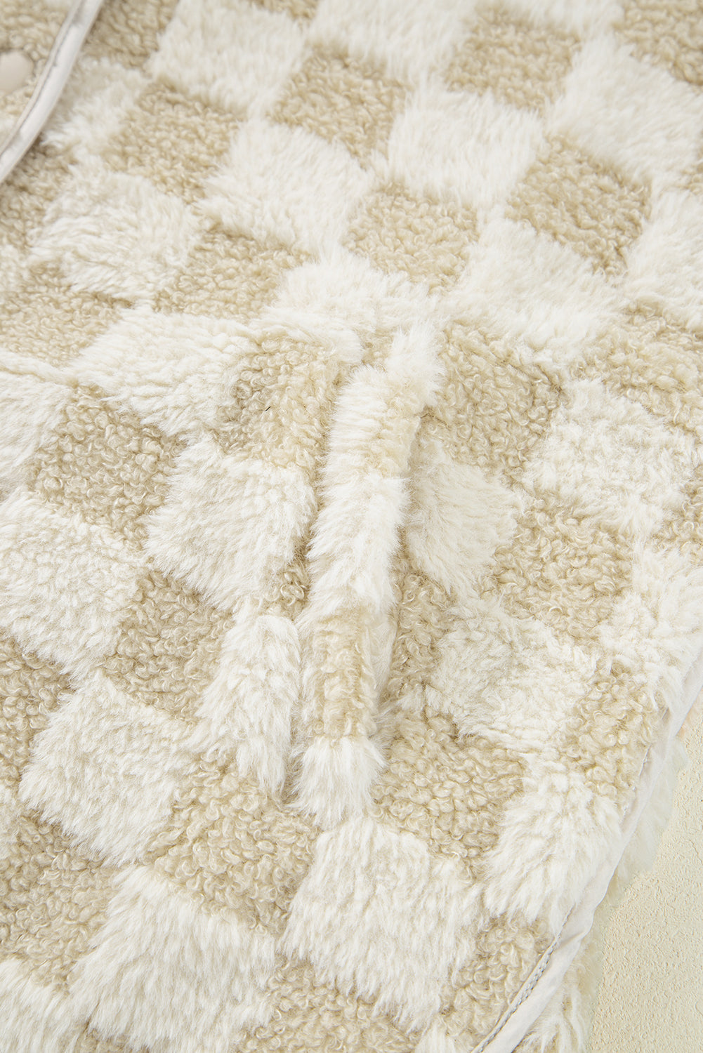 Sherpa Checkerboard Snap Button Gilet Jacket With Pocket eAura