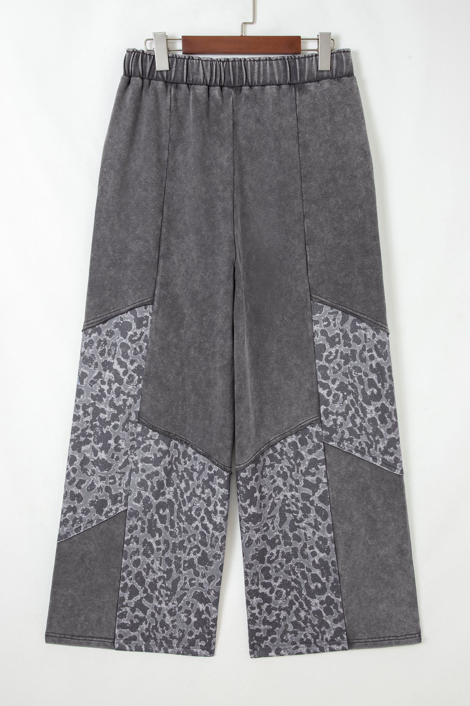 Mineral Wash Leopard Patchwork Trousers - eAura