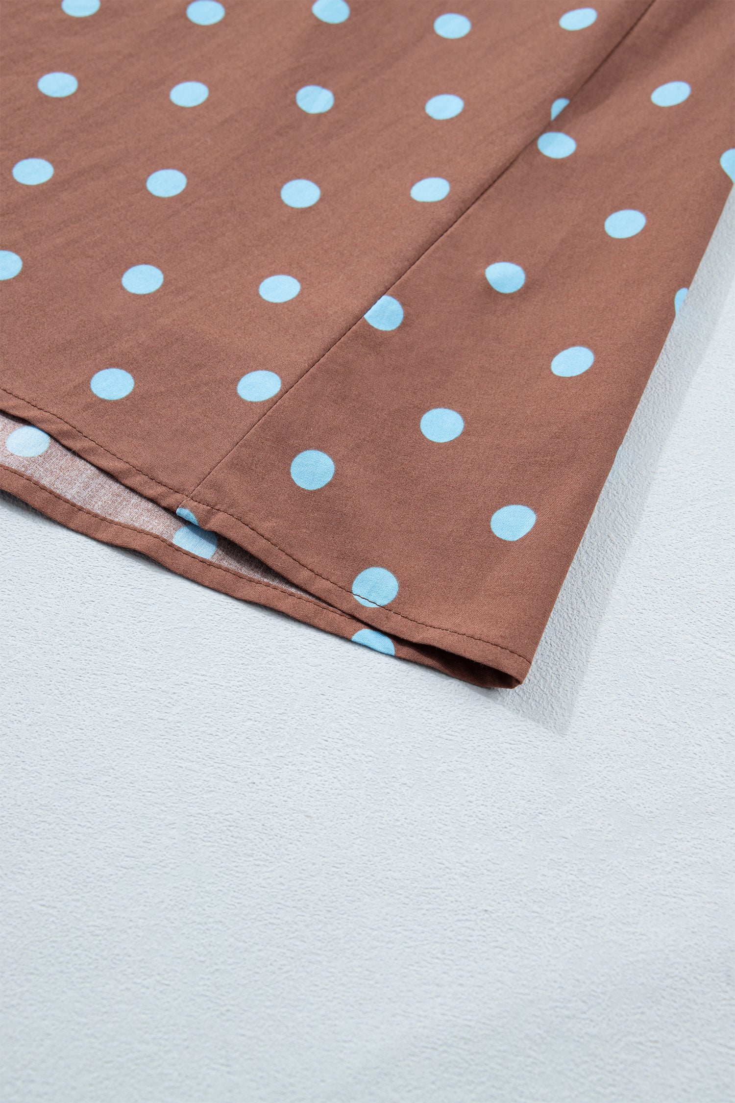 Polka Dot Print Contrast Trim V-Neck Zip Up Sleeveless Dress