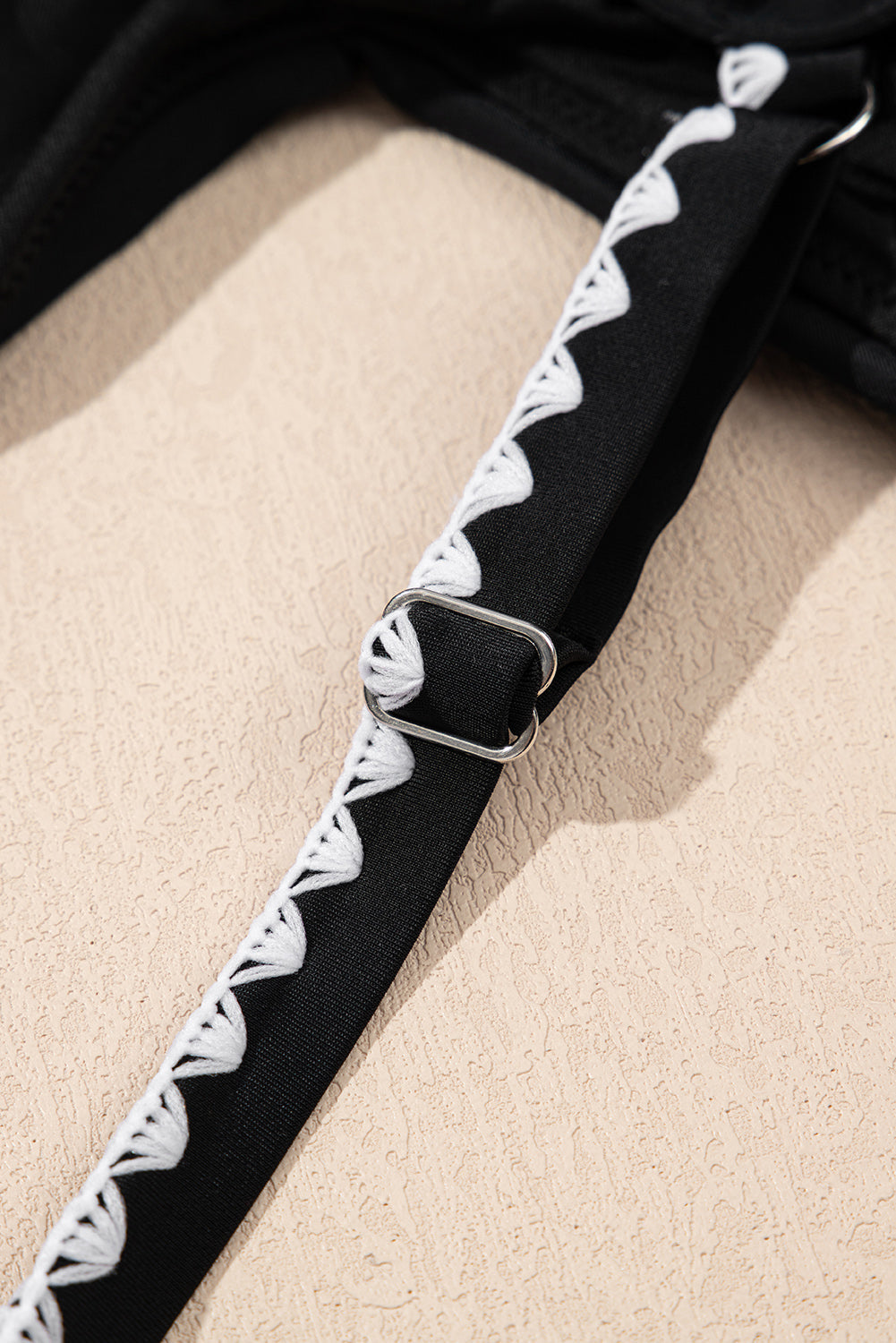 Beau Blue Ric Rac Trim Contrasted Patchwork Cutout One Piece Swimsuit - eAura