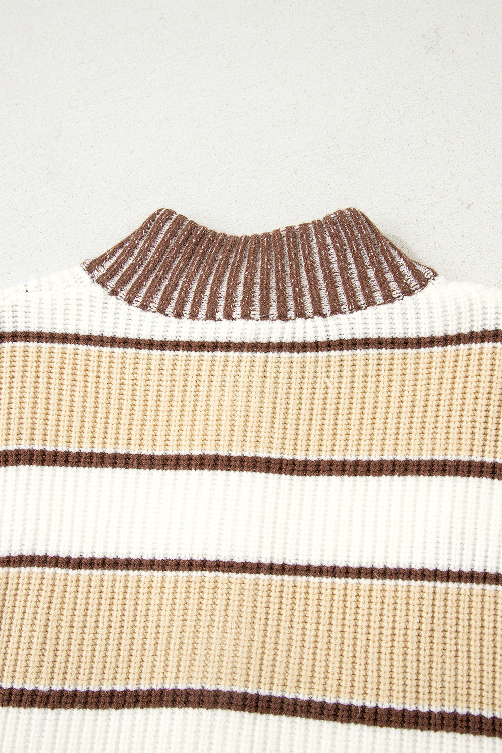 Stripe Half Zip Drop Shoulder Sweater - eAura