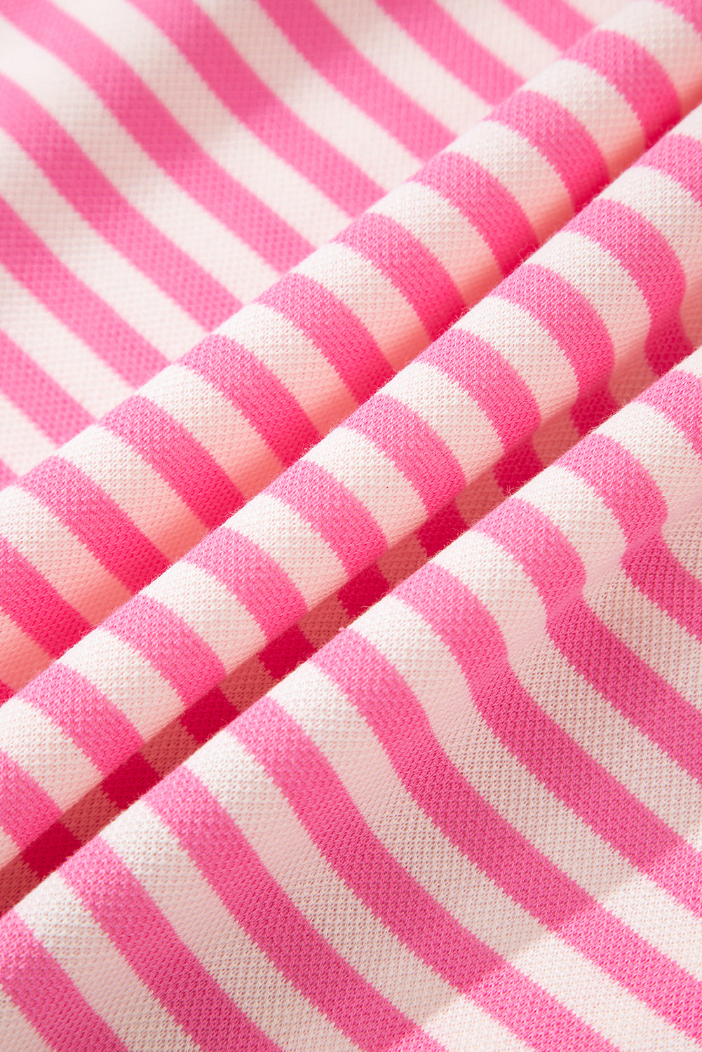 Pink Stripe Bowknot Cutout Back Drop Shoulder Wide Bracelet Sleeve Loose Tee eAura