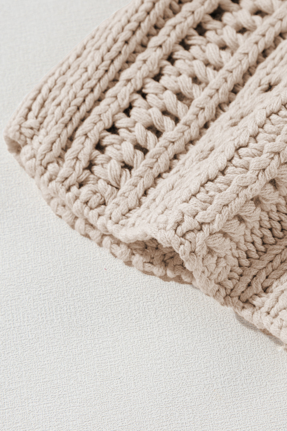 Smoke Grey Hollow-out Cable Knit Cropped Sweater eAura
