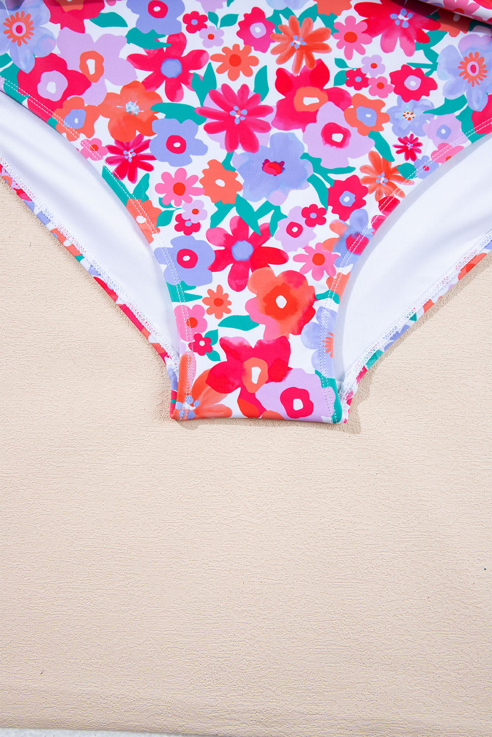 Rose Plus Size Floral Print Twisted High Waist Bikini Set BB Fashion Outlet
