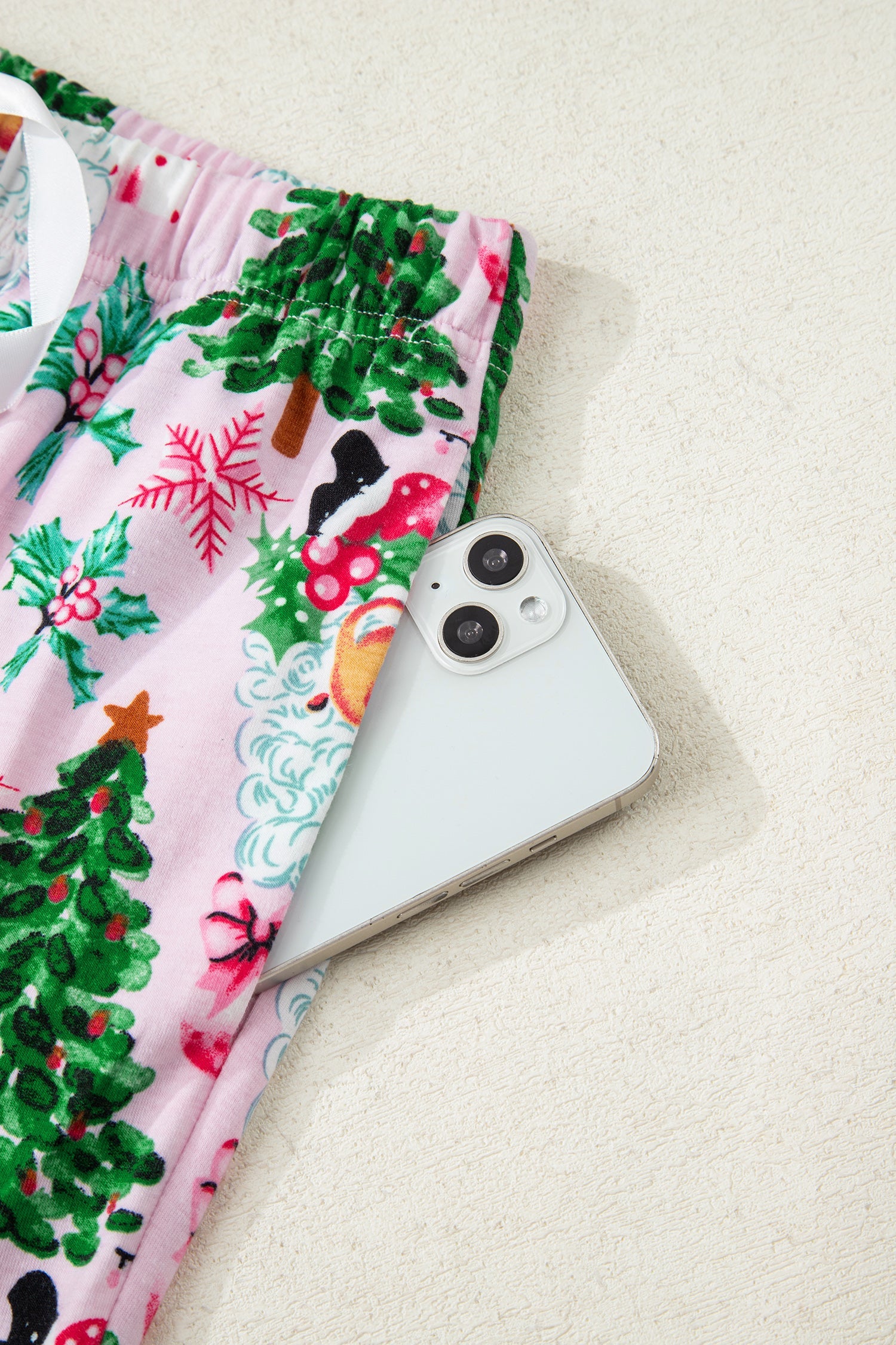 White Christmas Pattern Button V-Neck Pyjamas - Loungewear & Sleepwear/Loungewear