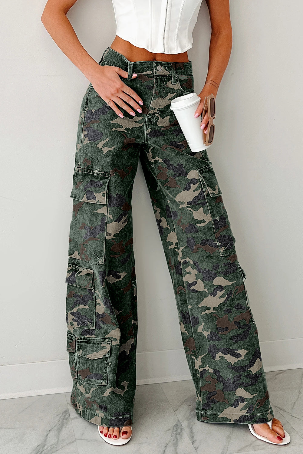 Camo Cargo Wide Leg Jeans - eAura