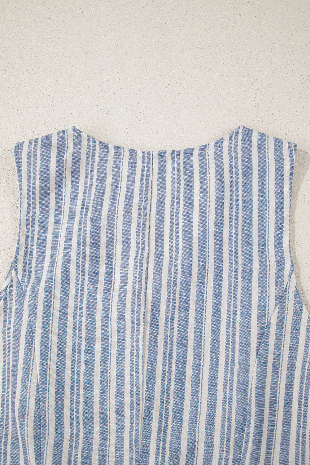 Sky Blue Stripe Buttoned Office Waistcoat Mini Skirt Set eAura
