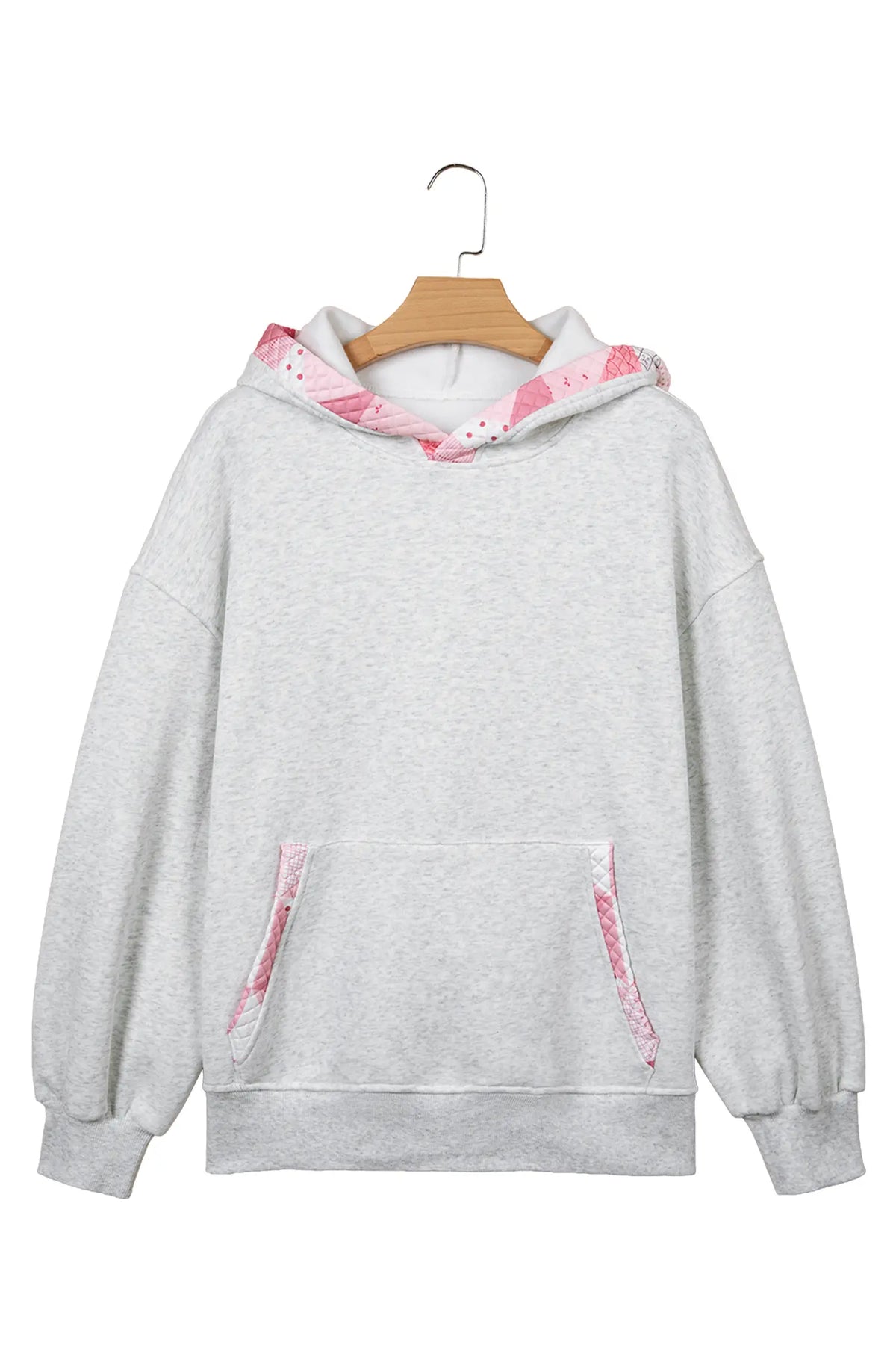 Contrast Patchwork Oversized Hoodie – Grey