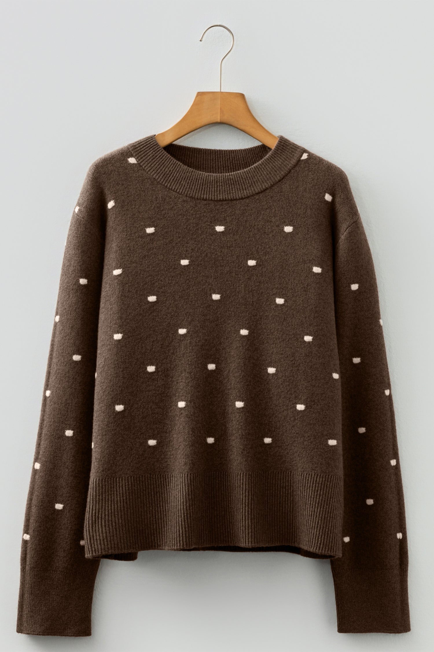 Dot Pattern Sweater Ribbed Edge - eAura
