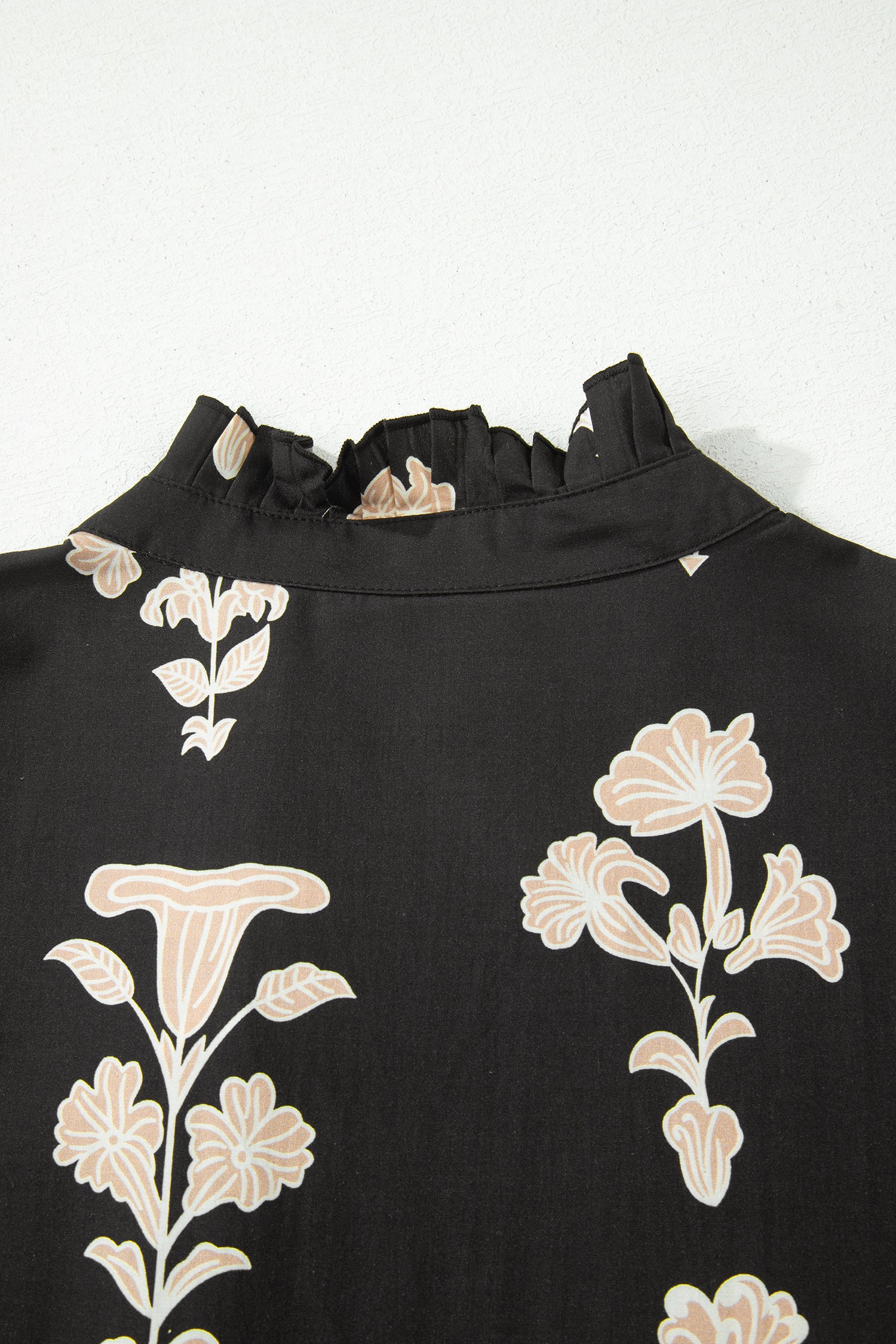 Floral Frill V-Neck Puff Sleeve Drop Waist Mini Dress