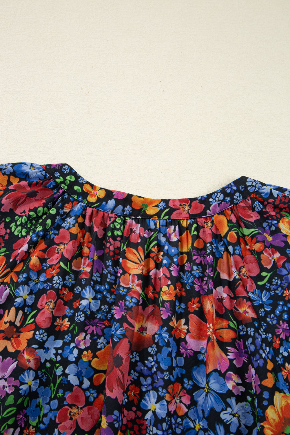 Floral Print Tassel Tie V-Neck Long Sleeve Flowy Long Dress - eAura