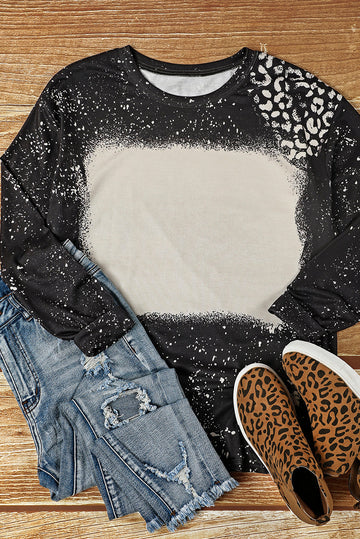 Black Retro Bleached Leopard Spot Pullover eAura