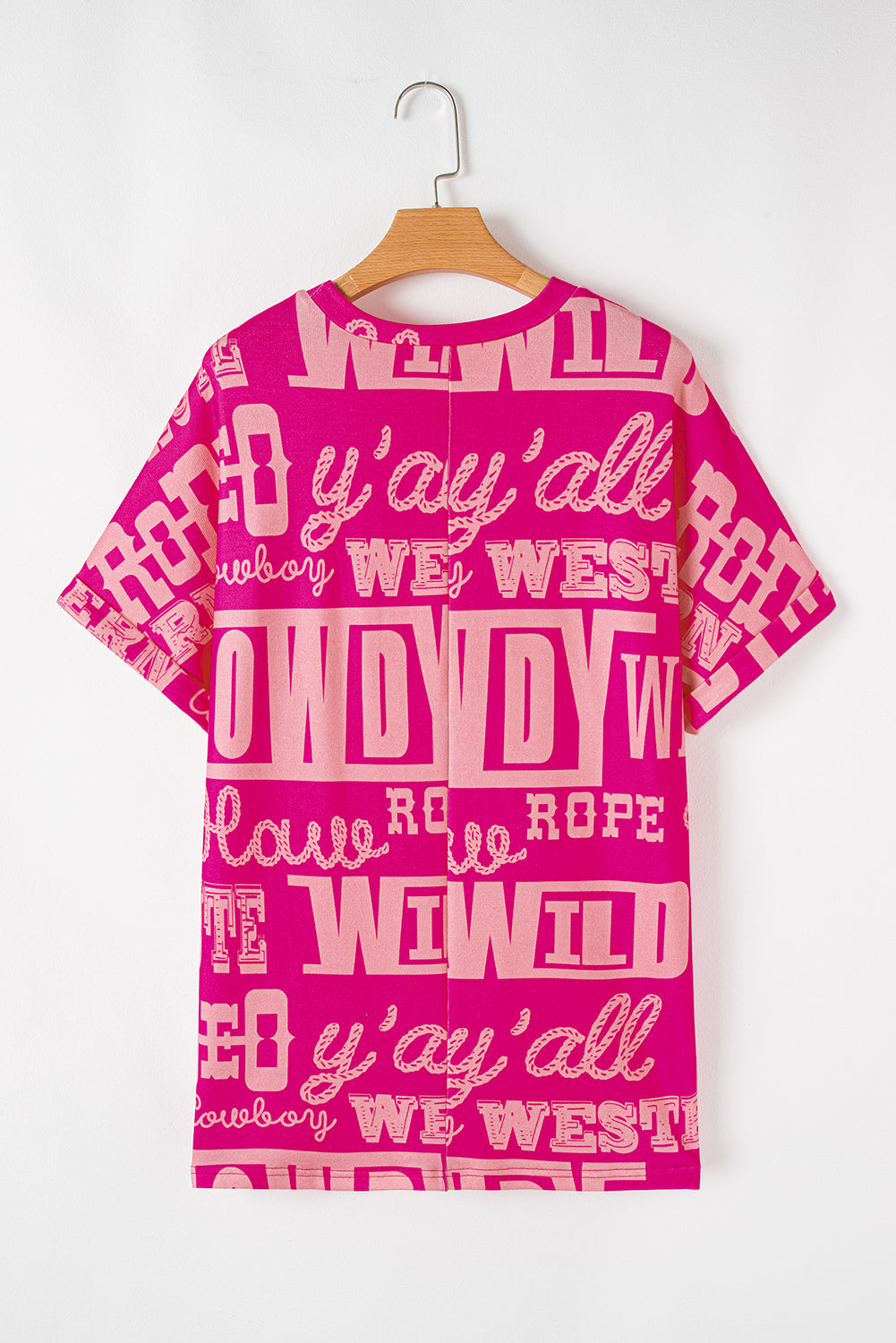 Rose Howdy Cowboy Letter Printed Western Fashion Tee eAura