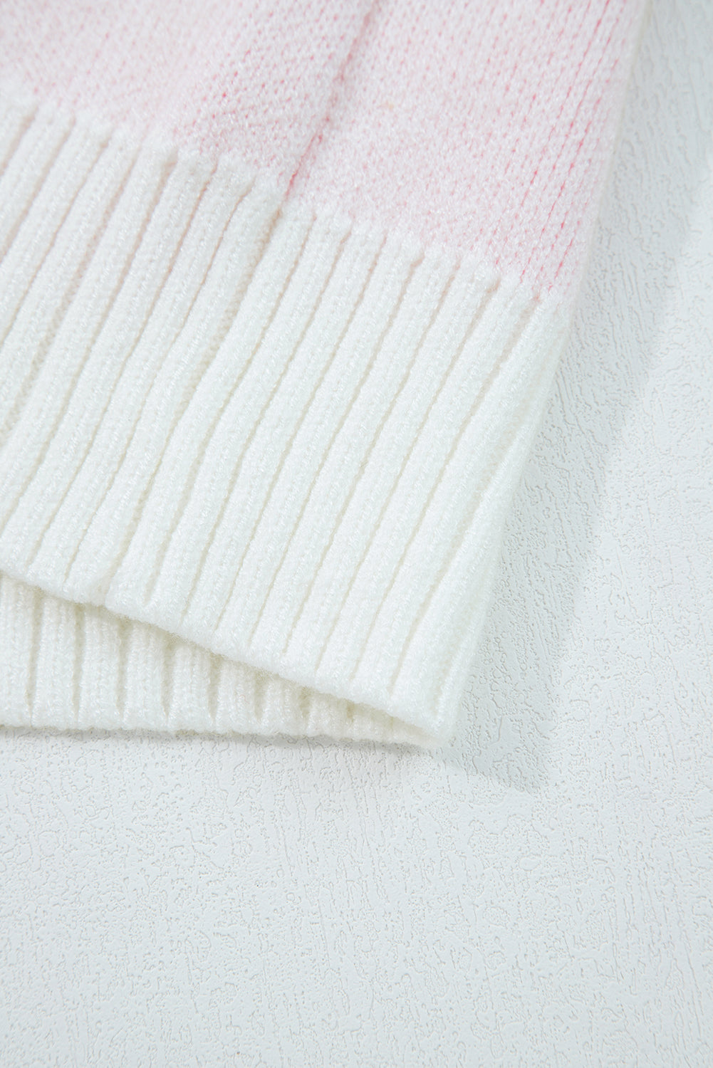 Pink Oversized Cute Star Pattern Ribbed Edge Drop Shoulder Sweater eAura
