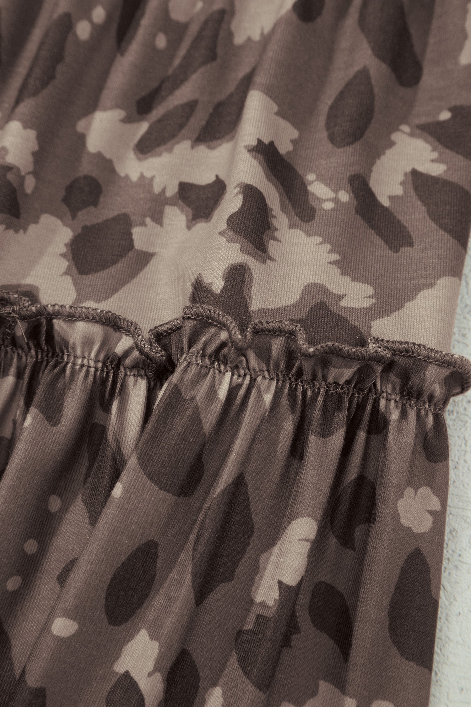 Camo Print Wide Leg Casual Pants