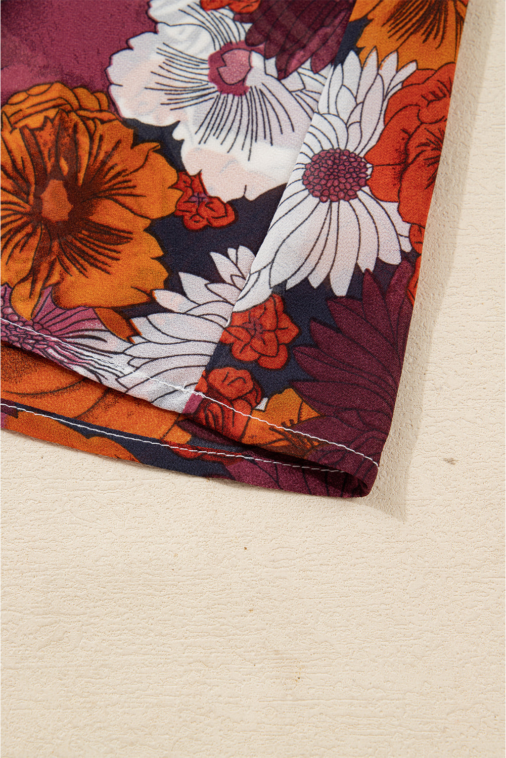 Floral Print Wrap V-Neck Puff Sleeve Flowy Mini Dress - eAura