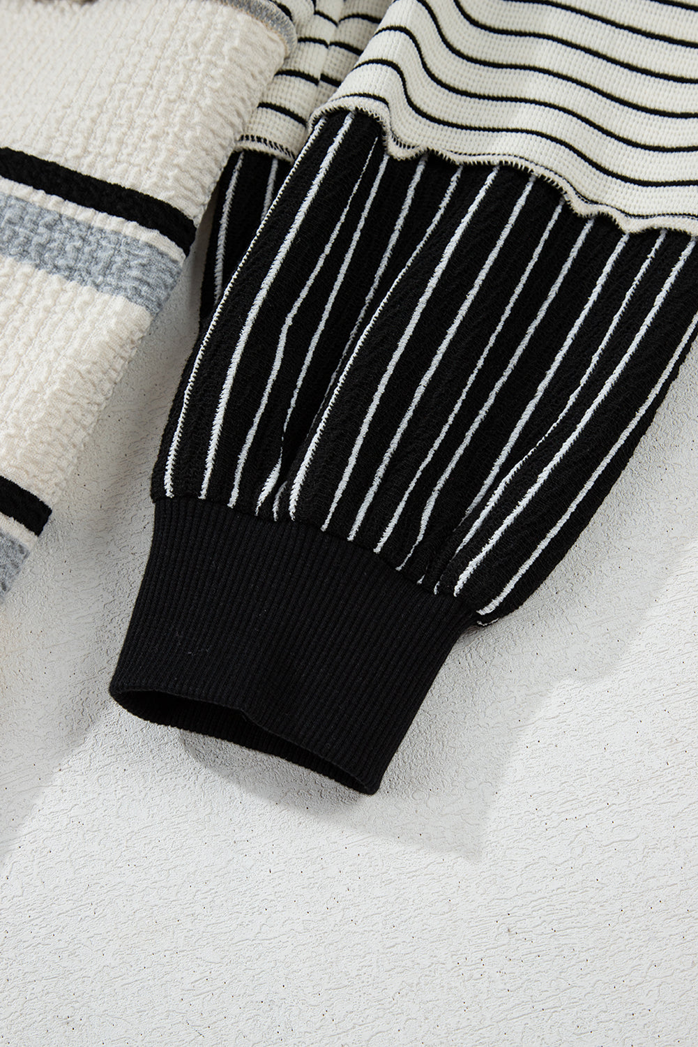 Black Stripe Colorblock Knit Henley Collar Shift Long Sleeve Mini Dress Dear-Lover Dropshipping