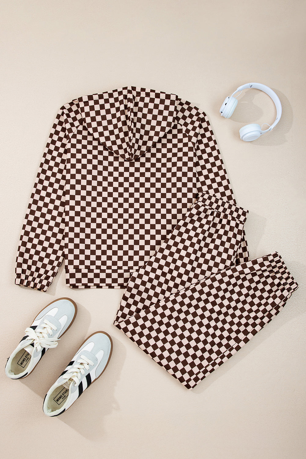 Black Checkered Co-ord Joggers Set eAura
