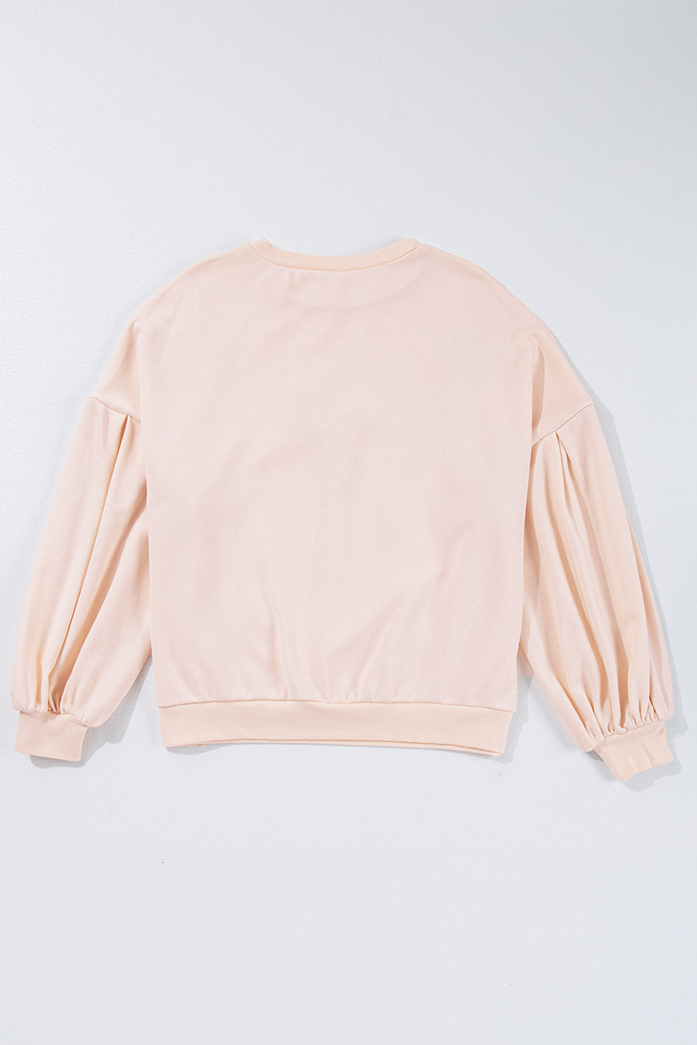 Parchment Embroidered Bow Lantern Sleeve Oversized Pullover Sweatshirt eAura