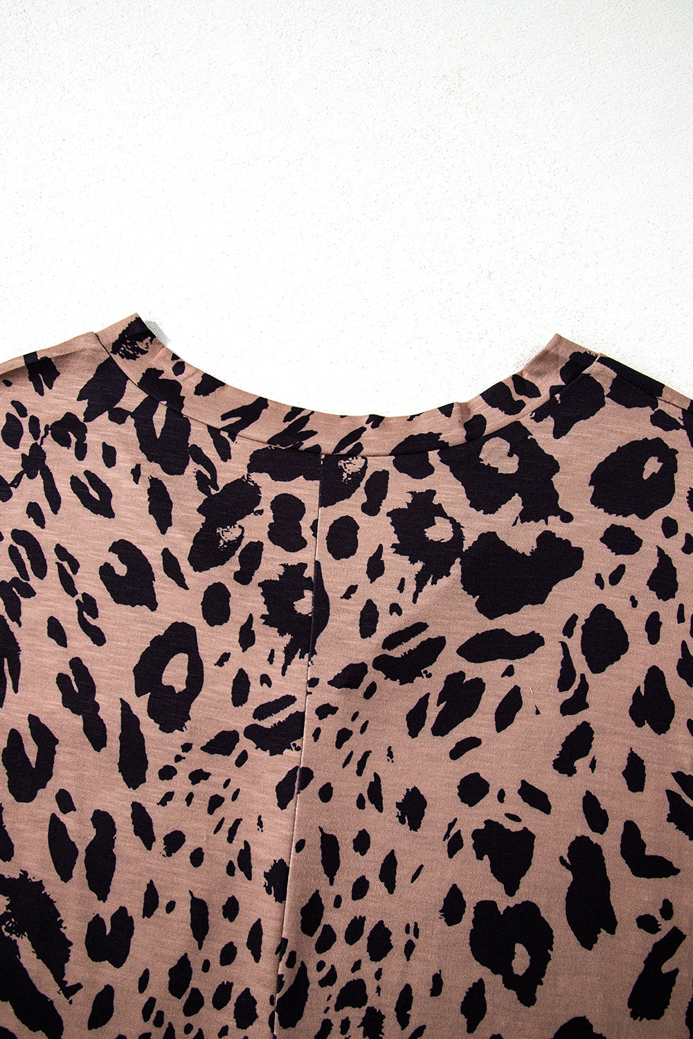 Brown Leopard Print V Neck Half Sleeve Oversized Tee eAura