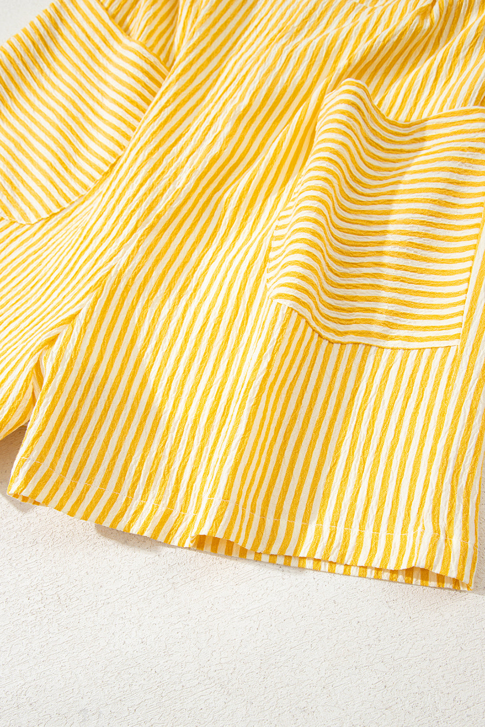 Yellow Stripe Shoulder Tie Smocked Back Wide Leg Casual Romper Dear-Lover Dropshipping