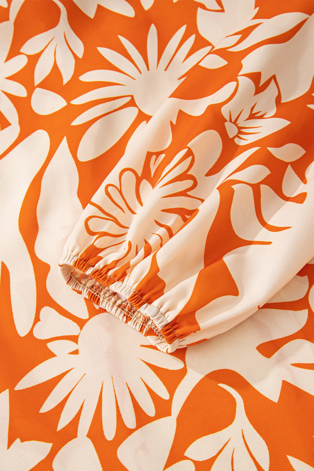 Floral Print Open Back Long Sleeve Blouse - eAura