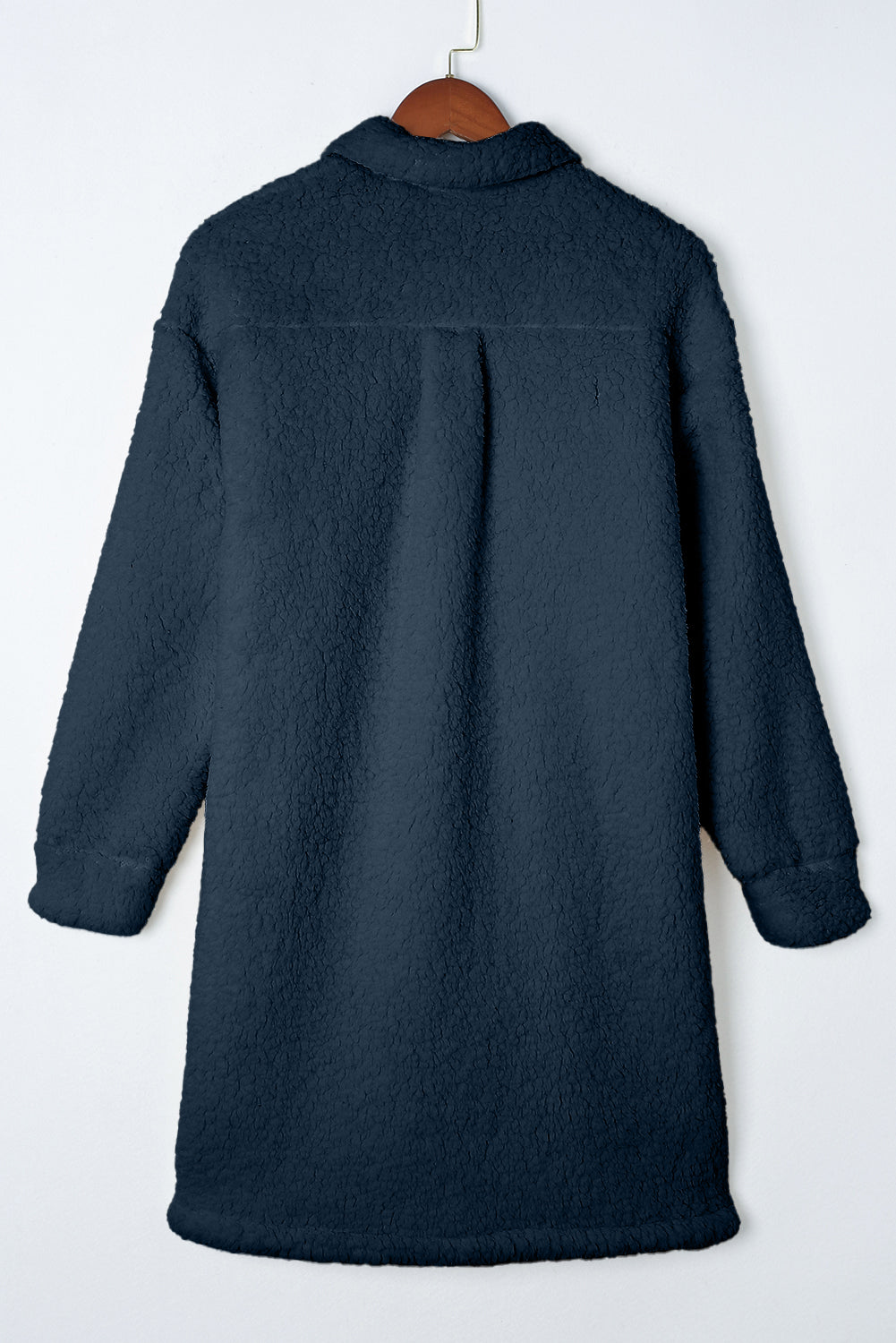 Blue Contrast Flap Pocket Single Breasted Teddy Coat Dear-Lover Dropshipping