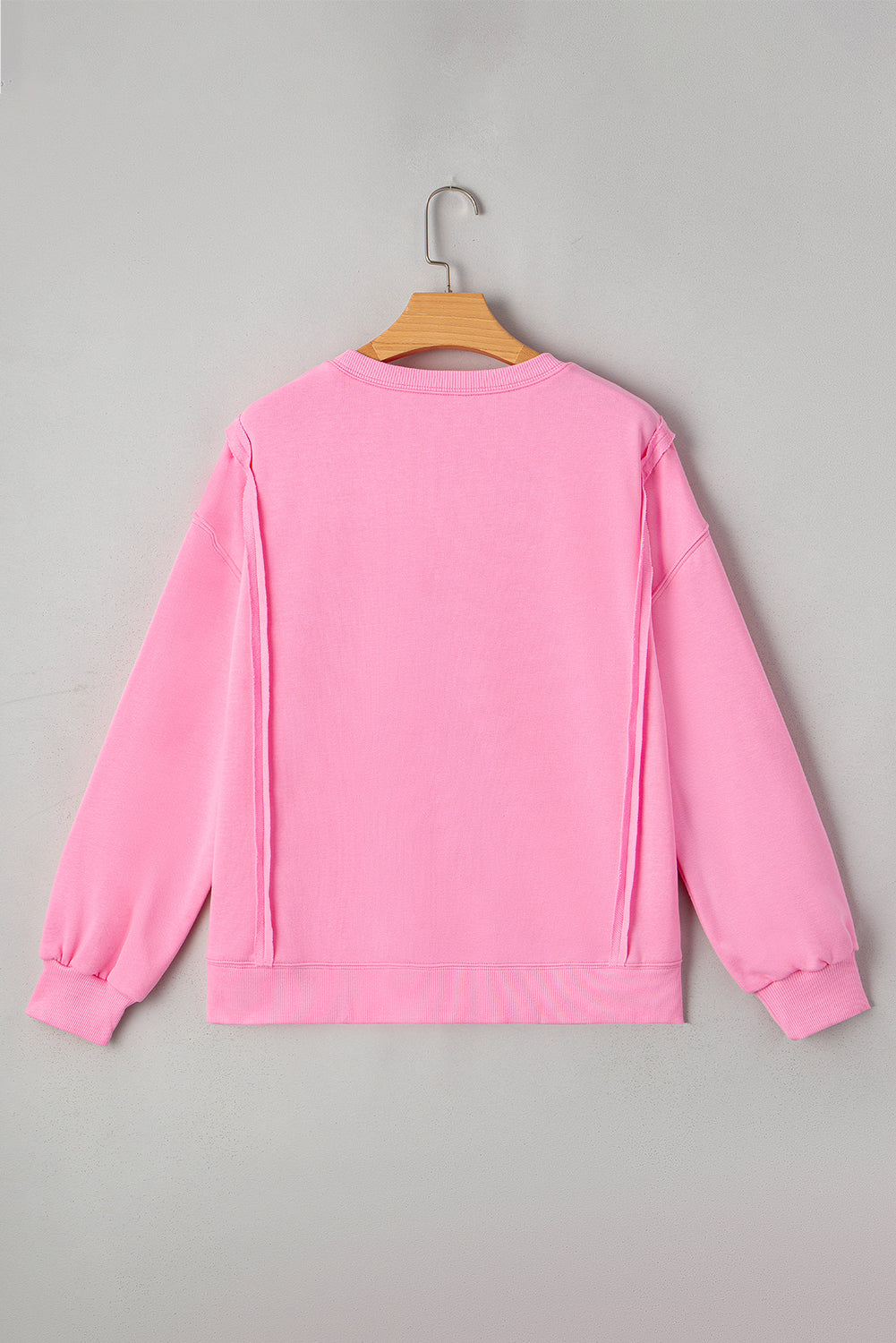 Lace Insert Bow Embroidered Exposed Seam Sweatshirt - eAura