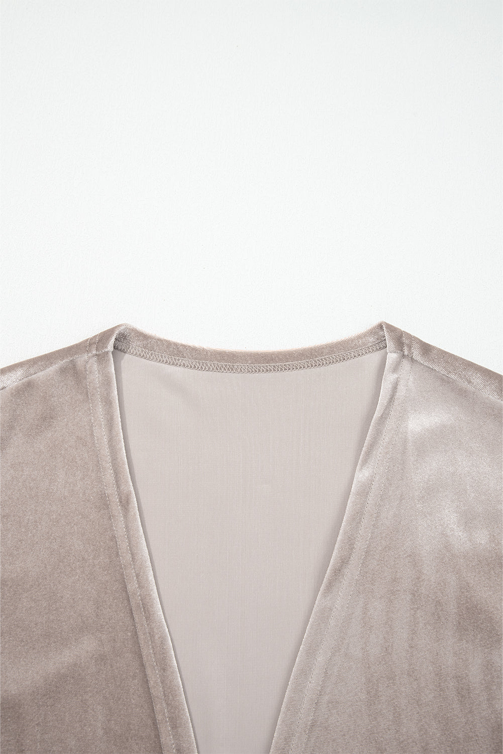 Smoke Grey 3/4 Sleeve Open Front Velvet Kimono - eAura