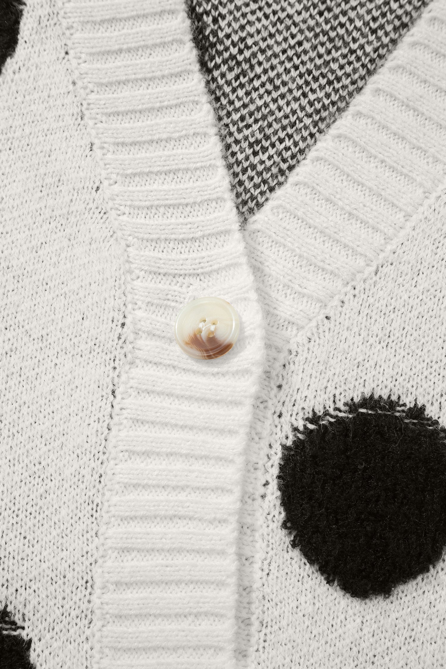 Polka Dot Button Front Oversized V Neck Cardigan – Beige