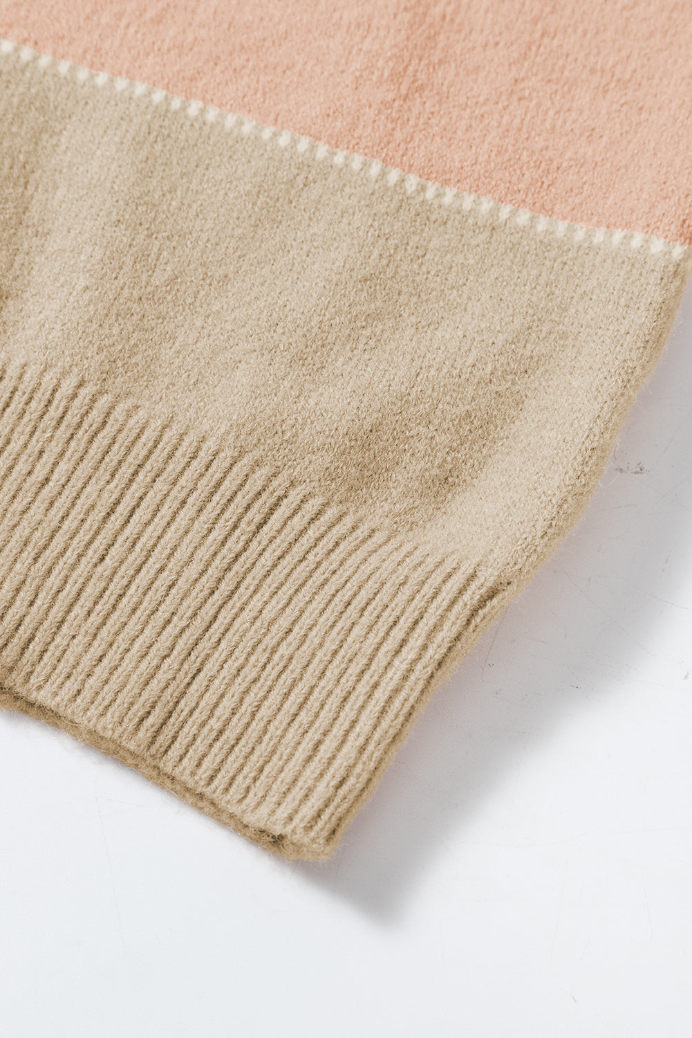 Dusty Pink Colour Block Lantern Sleeve Drop Shoulder Sweater eAura
