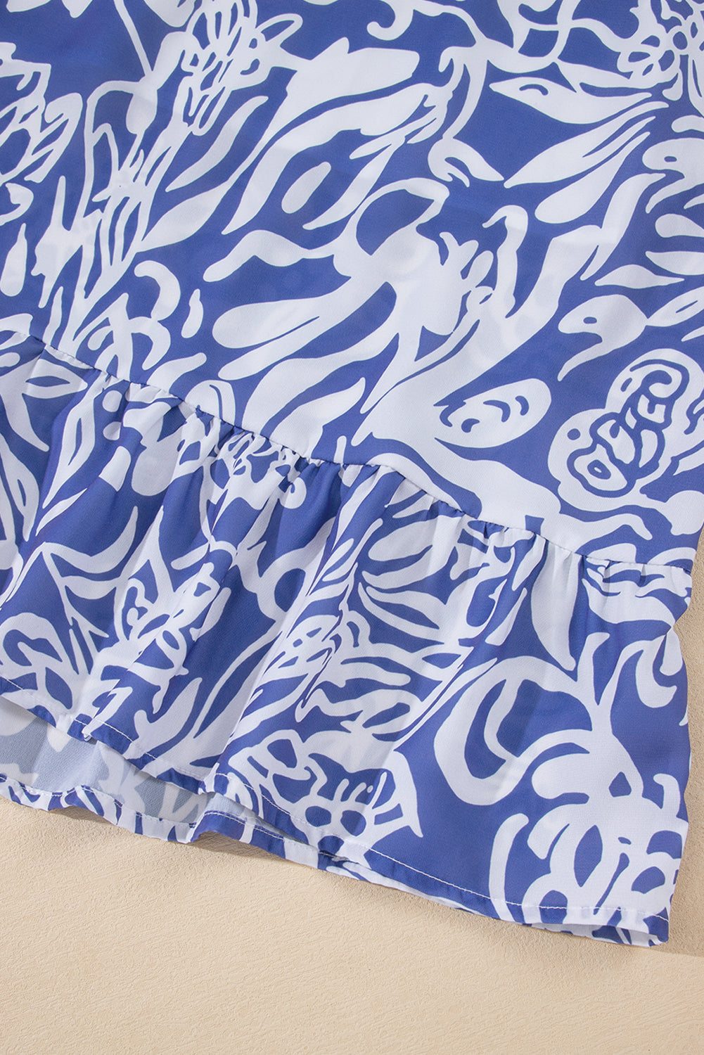 Sky Blue Floral Print Spaghetti Strap High Waist Maxi Dress eAura