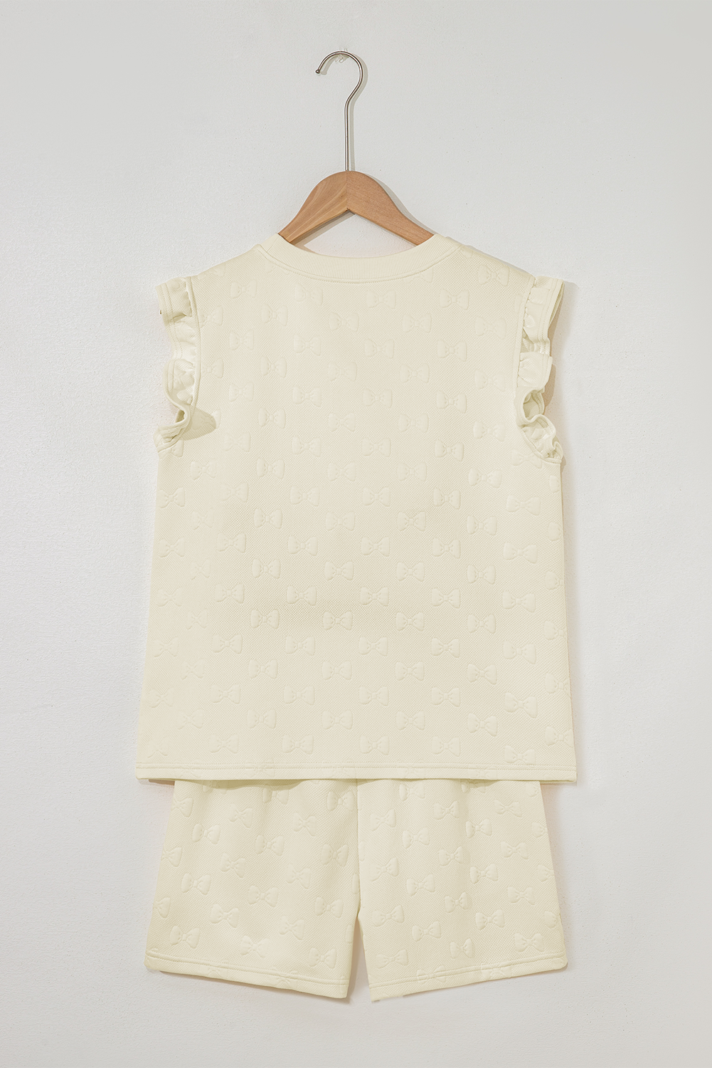 Bow Jacquard Ruffle Sleeve Short Co-ord Set eAura