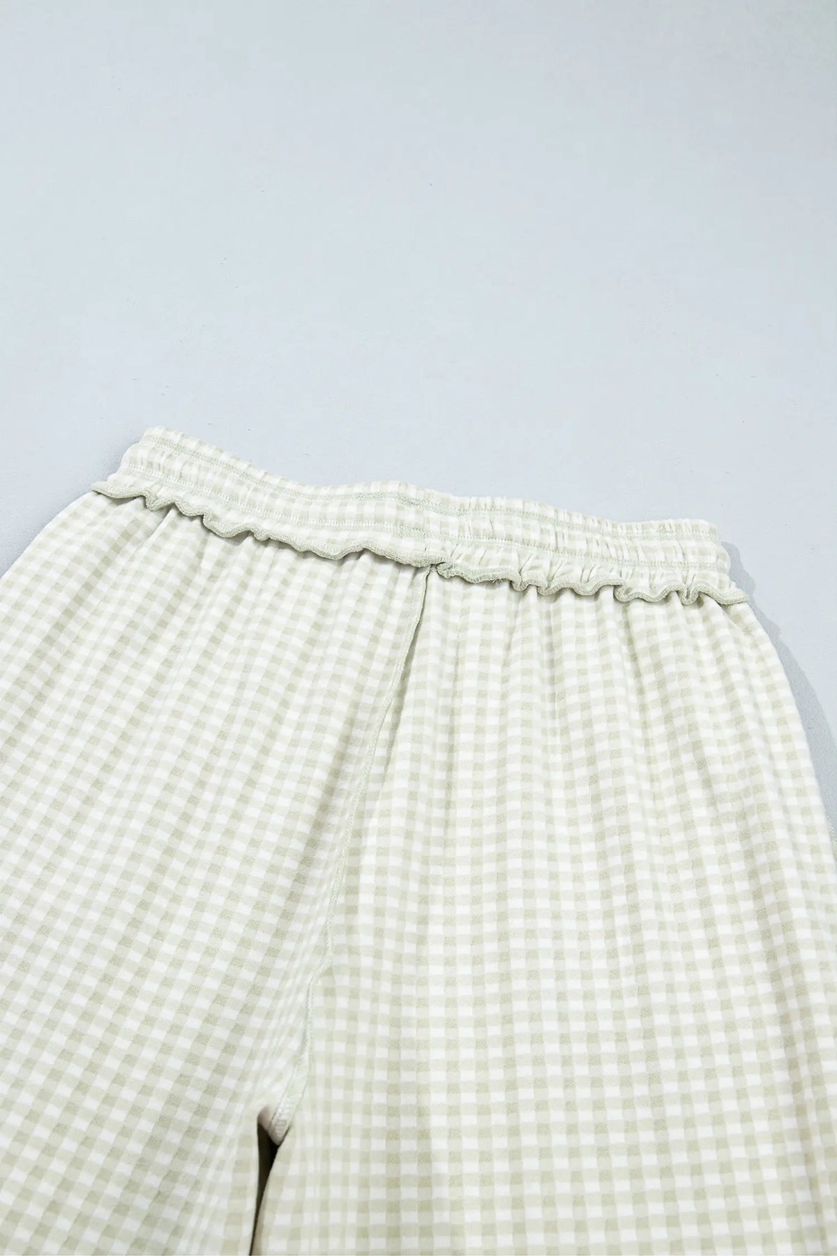 Plaid Contrast Trim Drawstring Elastic Waist Shift Pants – Green