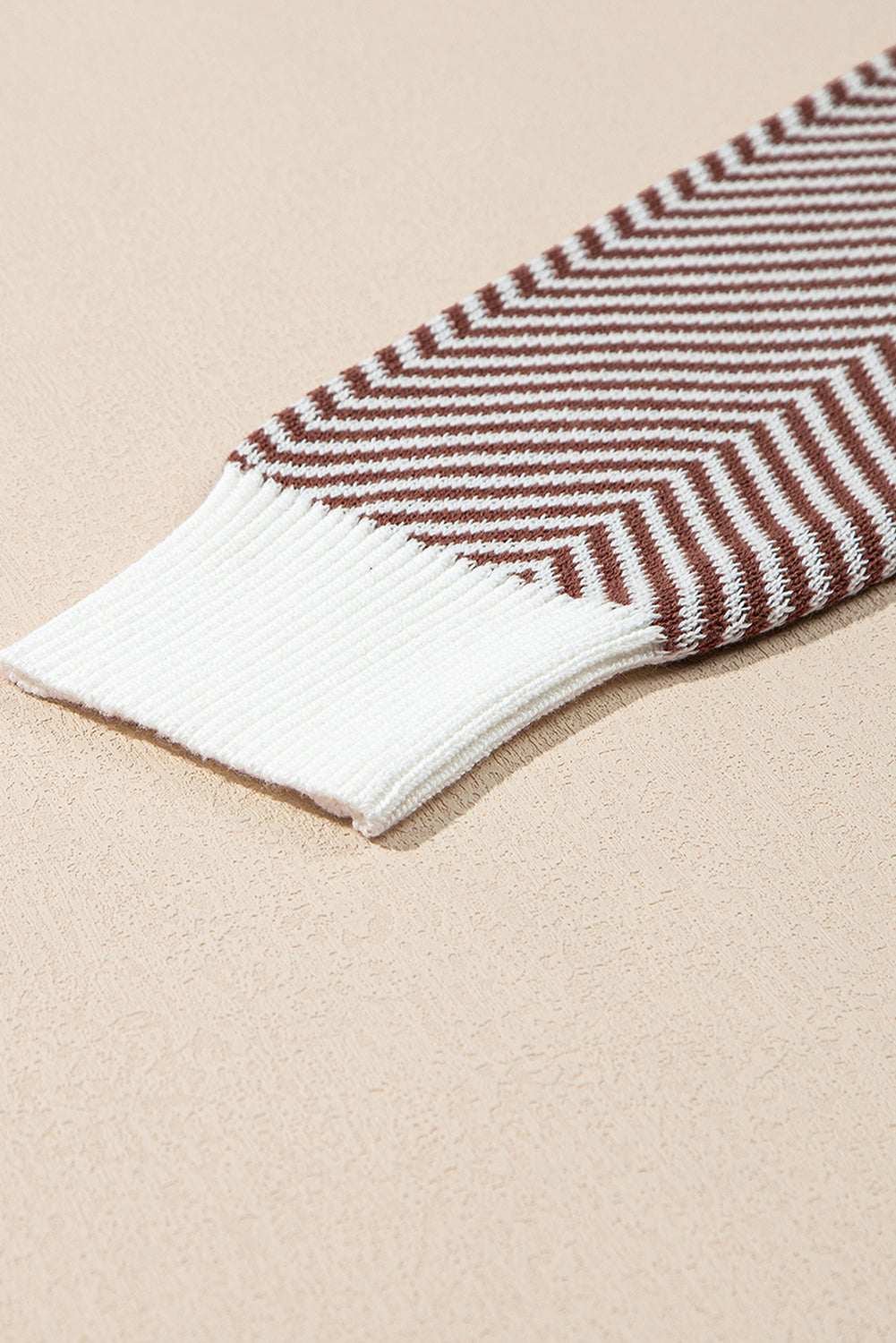 Brown Stripe Buttoned Front V Neck Herringbone Cardigan Dear-Lover Dropshipping