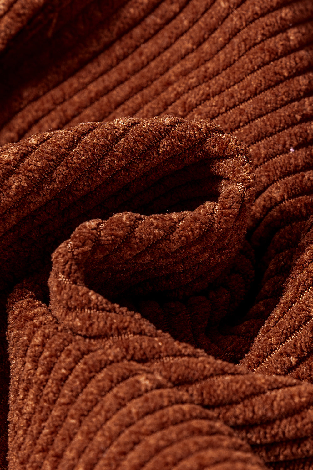 Coffee Textured Corduroy Puff Sleeve Shacket eAura