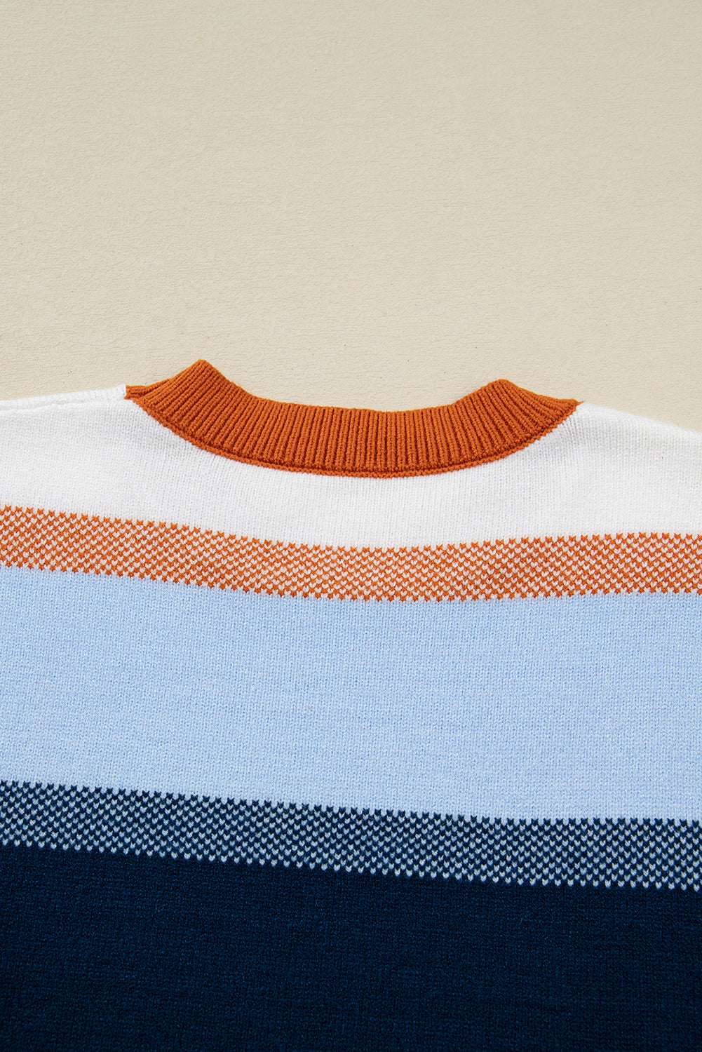Colour Block Round Neck Sweater Dear-Lover Dropshipping